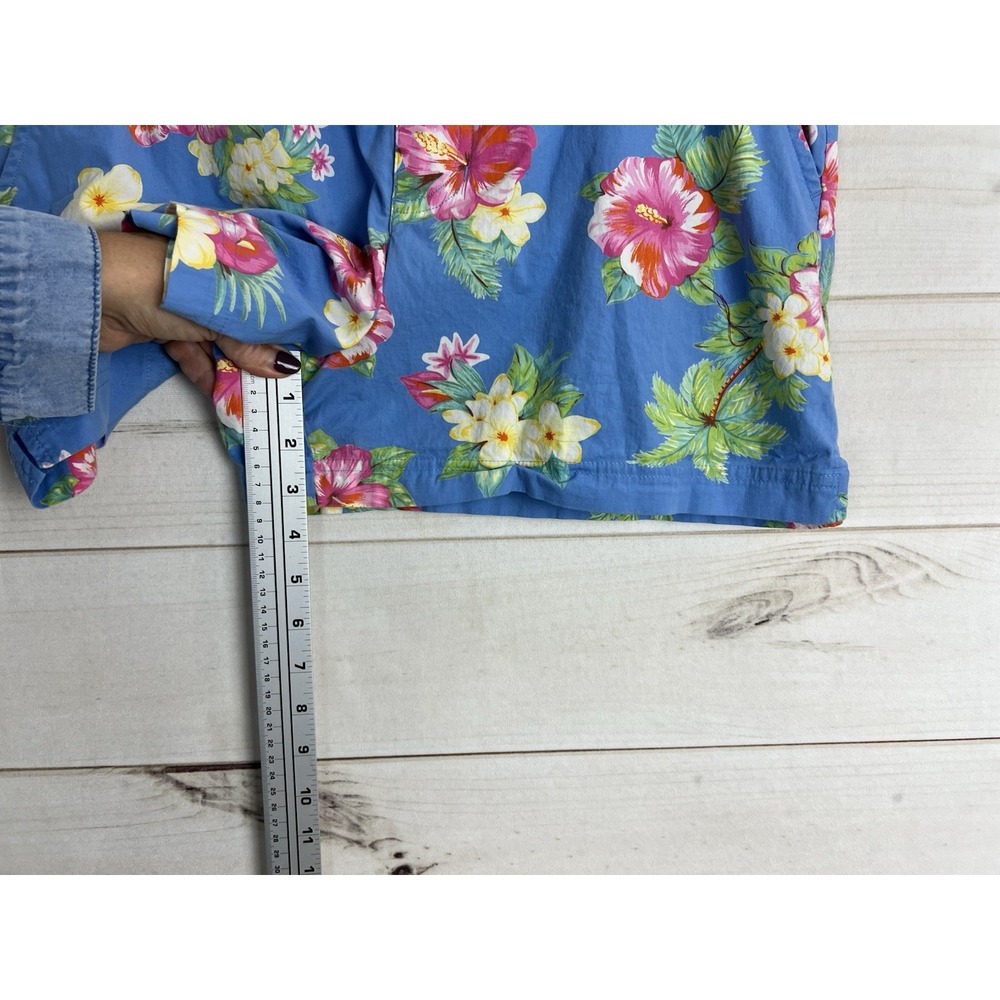 VTG Ralph Lauren Shorts Womens 12 Floral Blue Stretch Pockets Tropical logo - Picture 8 of 8